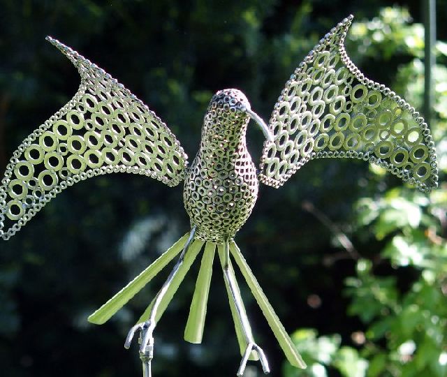 oiseau mtal verre
